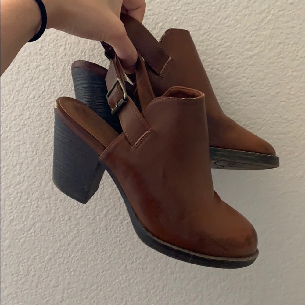 Vegan leather bootie/heels